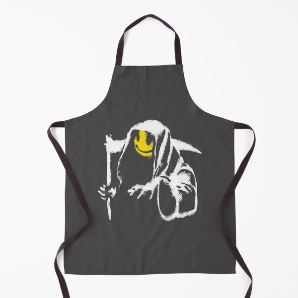 Item preview, Banksy Style Graffiti Grim Reaper with Smiley Face on Yellow and Black Background High Quality Design designed and sold by richard143.