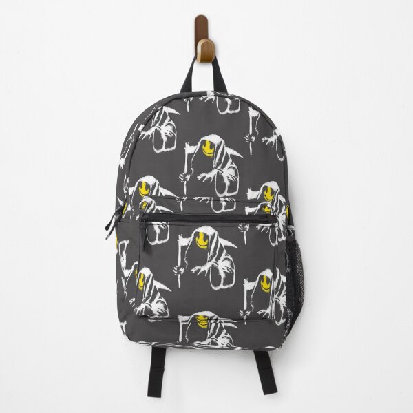 Item preview, Banksy Style Graffiti Grim Reaper with Smiley Face on Yellow and Black Background High Quality Design designed and sold by richard143.