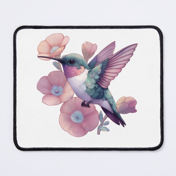 Item preview, Pastel Hummingbird with Pink Flowers designed and sold by ArtFairy38.