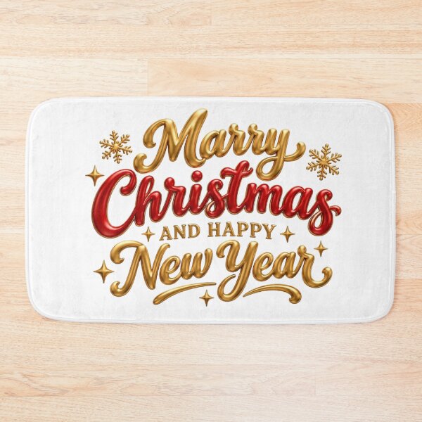 Item preview, Elegant Gold and Red Merry Christmas and Happy New Year 3D Lettering designed and sold by DoveArtDesigns.