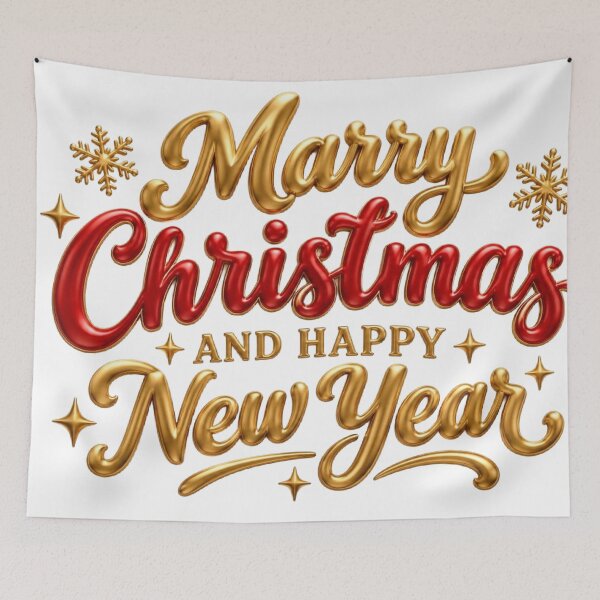 Item preview, Elegant Gold and Red Merry Christmas and Happy New Year 3D Lettering designed and sold by DoveArtDesigns.