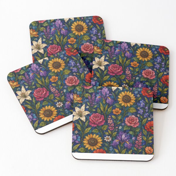 Item preview, Stained Glass Flower Garden Floral Botanical Pattern designed and sold by SleepyLlamaClothes.