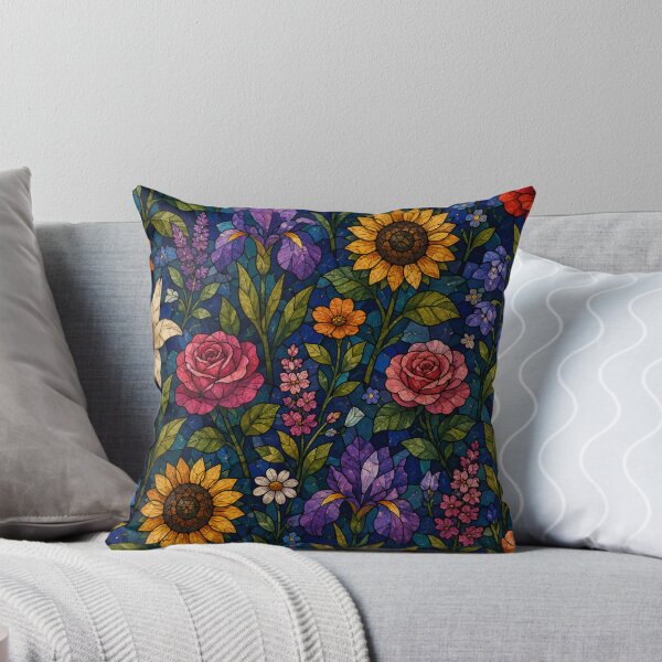 Item preview, Stained Glass Flower Garden Floral Botanical Pattern designed and sold by SleepyLlamaClothes.