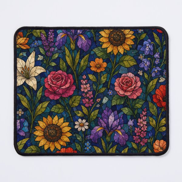 Item preview, Stained Glass Flower Garden Floral Botanical Pattern designed and sold by SleepyLlamaClothes.