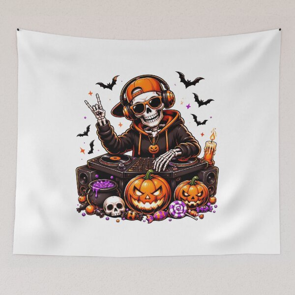 Item preview, Skeleton Playing DJ Rock On Halloween designed and sold by Dmo3HarkoArt.