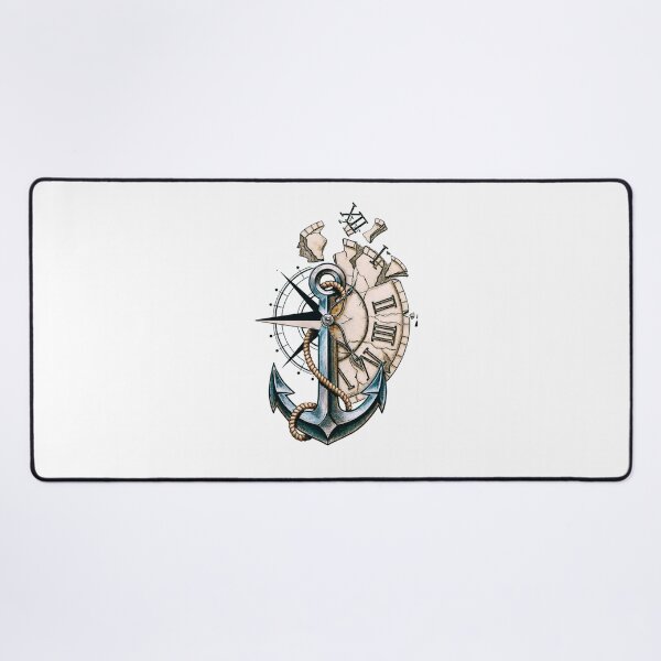 Item preview, Anchor Compass Clock Vintage Nautical Tattoo Design designed and sold by HueHup.