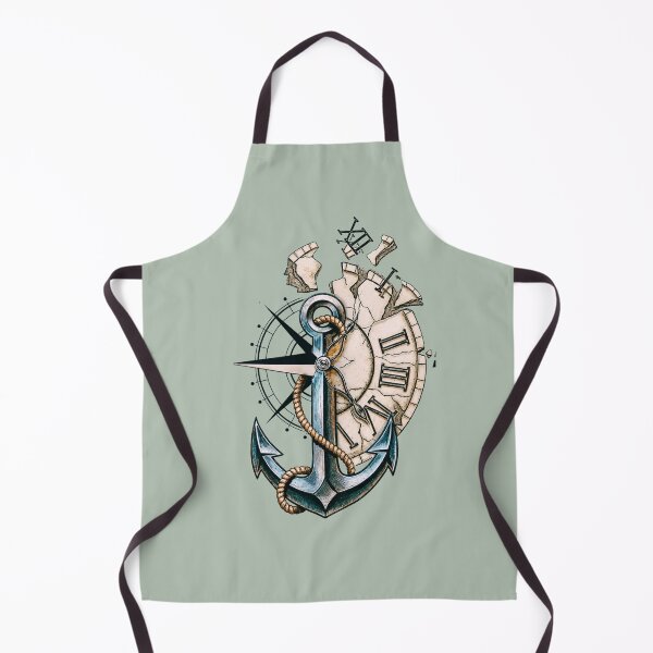 Item preview, Anchor Compass Clock Vintage Nautical Tattoo Design designed and sold by HueHup.
