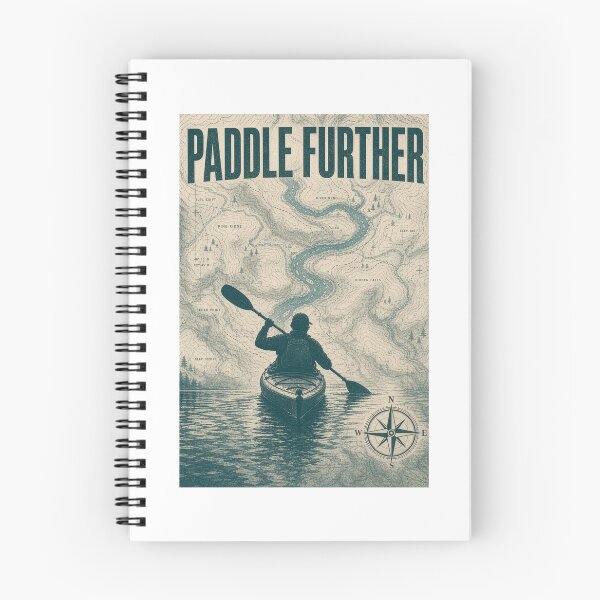 Item preview, Paddle Further Cartographic Kayak Explorer Art Print Sticker River Adventure Gift designed and sold by sharifex.