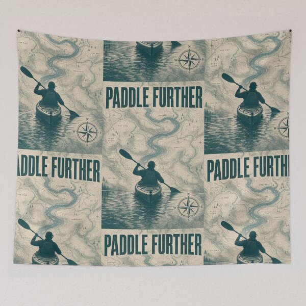 Item preview, Paddle Further Cartographic Kayak Explorer Art Print Sticker River Adventure Gift designed and sold by sharifex.