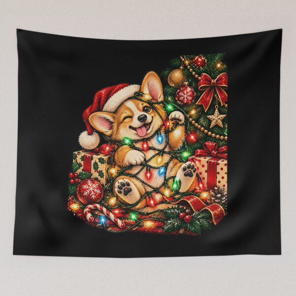 Item preview, Santa’s Shortest Helper – Funny Corgi Christmas designed and sold by Crystal-Tree.