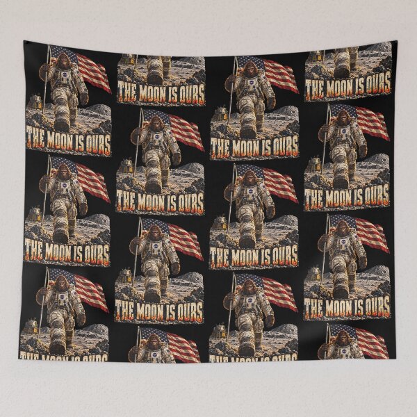 Item preview, Sasquatch Astronaut American Flag Moon Mission Explorer designed and sold by Glow-Paw-Studio.