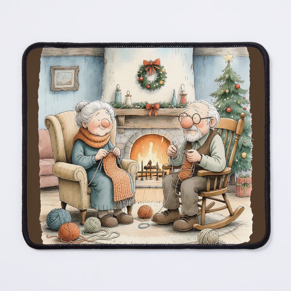 Item preview, Cozy Christmas Grandparents Knitting by Fireplace designed and sold by Connys Colorful World.