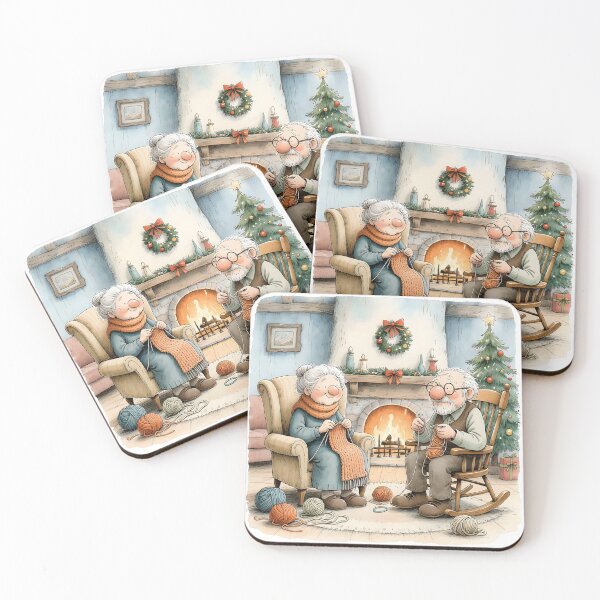 Item preview, Cozy Christmas Grandparents Knitting by Fireplace designed and sold by Connys Colorful World.