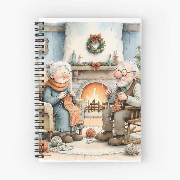 Item preview, Cozy Christmas Grandparents Knitting by Fireplace designed and sold by Connys Colorful World.