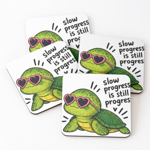 Item preview, Slow Progress Is Still Progress – Cute Turtle With Heart Sunglasses Mental Health Sticker designed and sold by Anstickerrr.