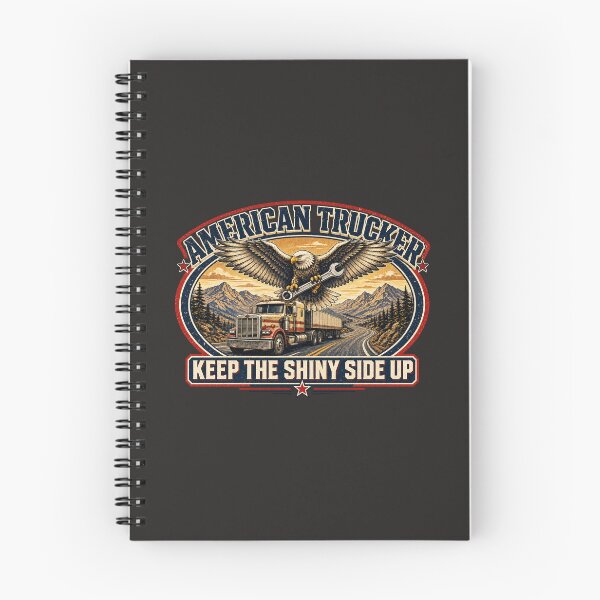 Item preview, American Trucker Keep The Shiny Side Up - Eagle Semi Truck Wrench Art designed and sold by NomadForge.