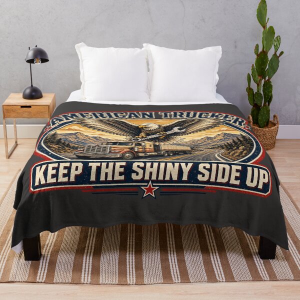 Item preview, American Trucker Keep The Shiny Side Up - Eagle Semi Truck Wrench Art designed and sold by NomadForge.