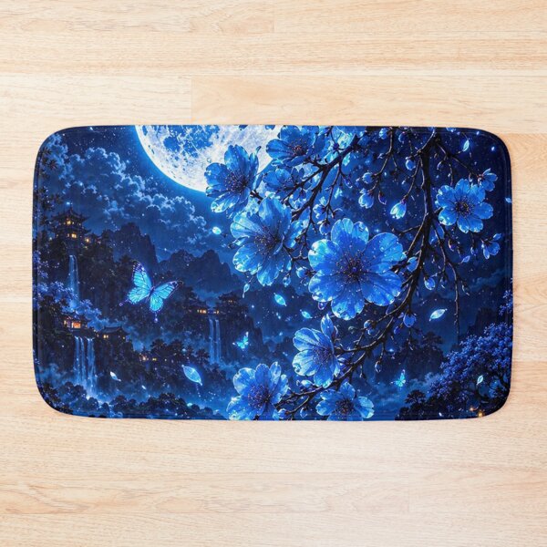 Item preview, Glowing Blue Cherry Blossoms at Night designed and sold by gloriacorear.