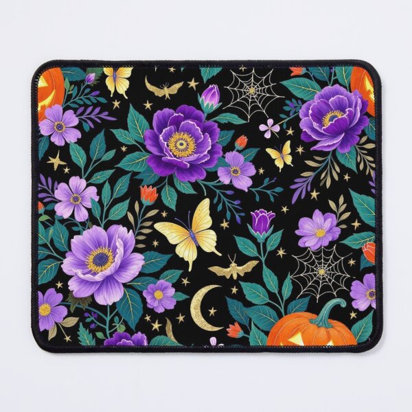 Item preview, Midnight Lavender Harvest – Gothic Halloween Floral Pumpkin Seamless Pattern designed and sold by Dream Bloom Gallery.