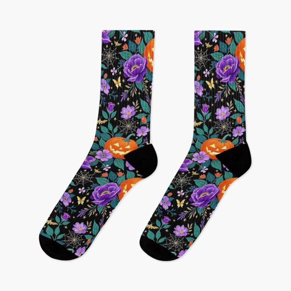 Item preview, Midnight Lavender Harvest – Gothic Halloween Floral Pumpkin Seamless Pattern designed and sold by Dream Bloom Gallery.