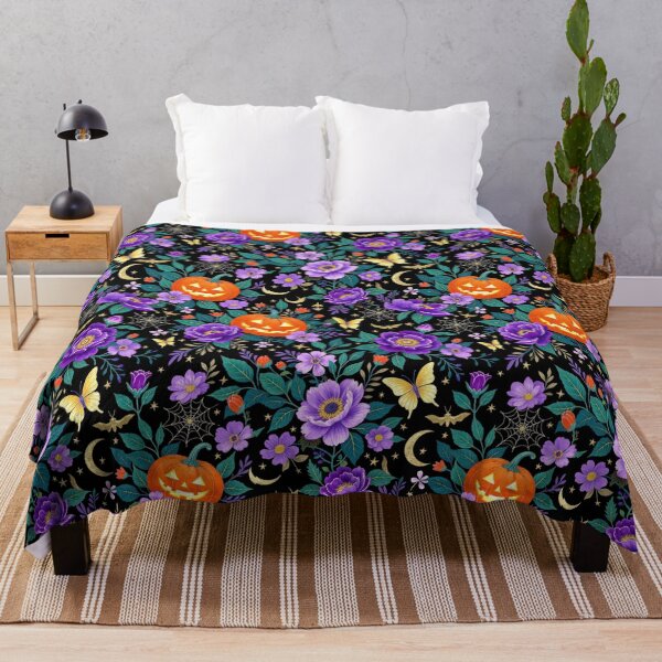 Item preview, Midnight Lavender Harvest – Gothic Halloween Floral Pumpkin Seamless Pattern designed and sold by Dream Bloom Gallery.