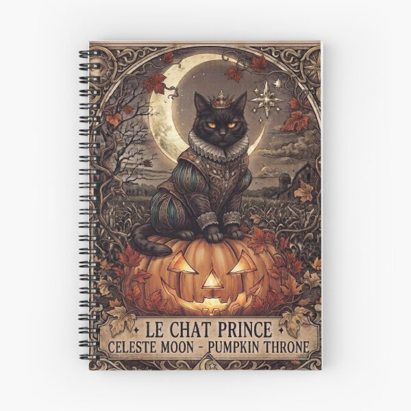 Item preview, Le Chat Prince - Vintage Moonlit Pumpkin Throne Black Cat designed and sold by Mindworx21.