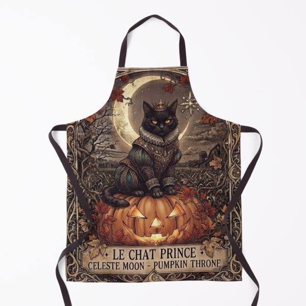 Item preview, Le Chat Prince - Vintage Moonlit Pumpkin Throne Black Cat designed and sold by Mindworx21.