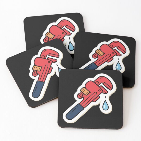 Item preview, Red Cartoon Pipe Wrench Plumbing Sticker designed and sold by bvdesignart.