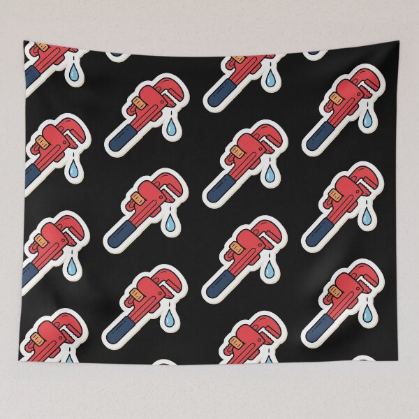 Item preview, Red Cartoon Pipe Wrench Plumbing Sticker designed and sold by bvdesignart.