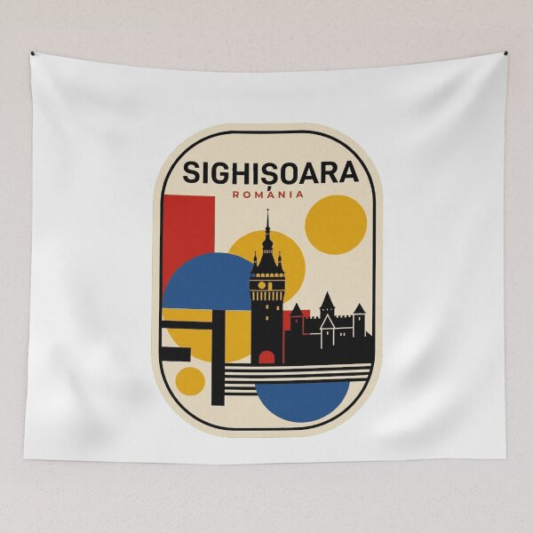 Item preview, Retro Sighișoara Bauhaus Geometric Skyline designed and sold by k3rstman1.
