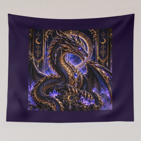 Item preview, Midnight Amethyst Dragon – Celestial Guardian designed and sold by PurvaNimfaMagic.