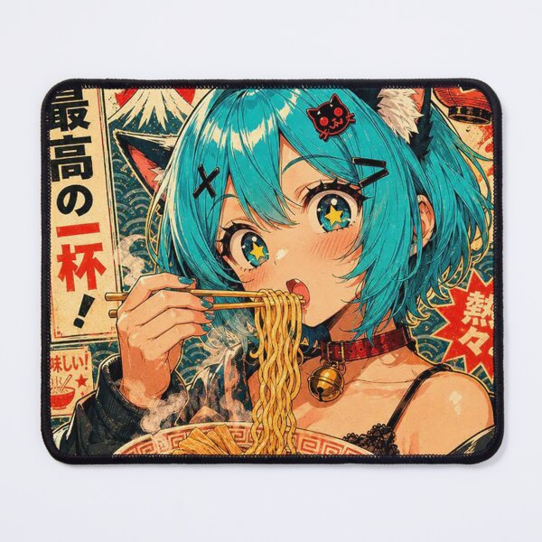 Item preview, Cat Girl Eating Ramen designed and sold by gloriacorear.