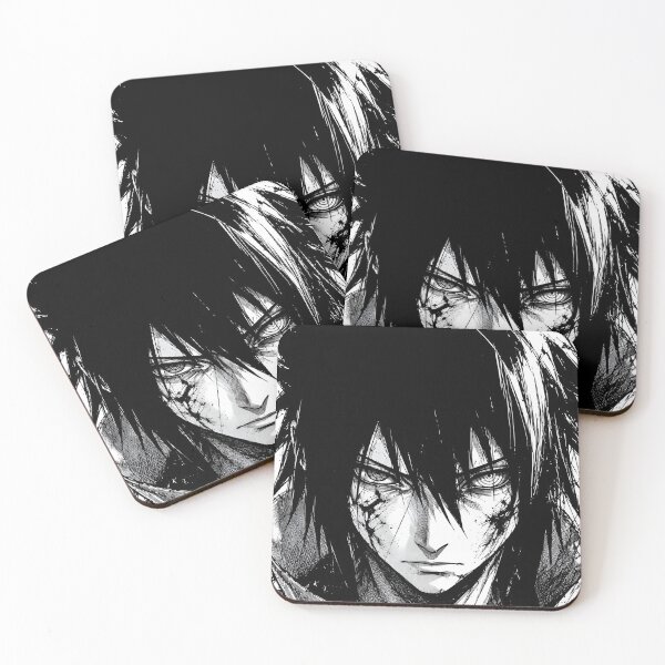 Item preview, Cursed Shadow Warrior – Black and White Manga Style Dark Anime Portrait designed and sold by Dyan4.
