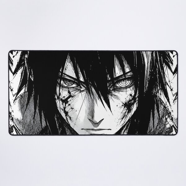 Item preview, Cursed Shadow Warrior – Black and White Manga Style Dark Anime Portrait designed and sold by Dyan4.