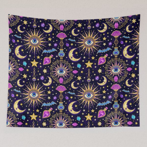 Item preview, Mystical Celestial Eye – Gothic Moon, Stars & Magic Seamless Pattern designed and sold by Dream Bloom Gallery.