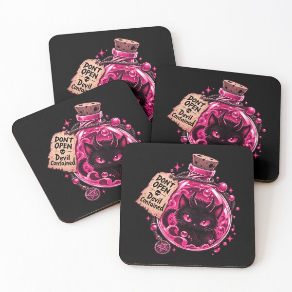 Item preview, Bottled Devil - Evil cute Black Cat - Pink Edition - Aesthetic Design designed and sold by Just4Sinners.
