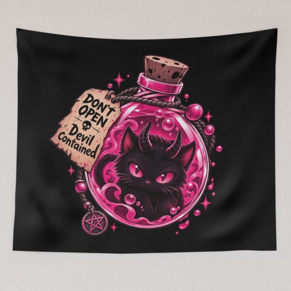Item preview, Bottled Devil - Evil cute Black Cat - Pink Edition - Aesthetic Design designed and sold by Just4Sinners.