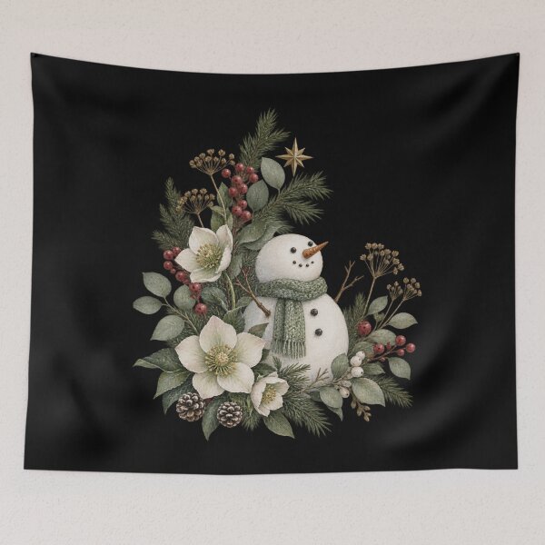 Item preview, Snowman In The Winter Garden Botanical Christmas designed and sold by PhylonBoxx.