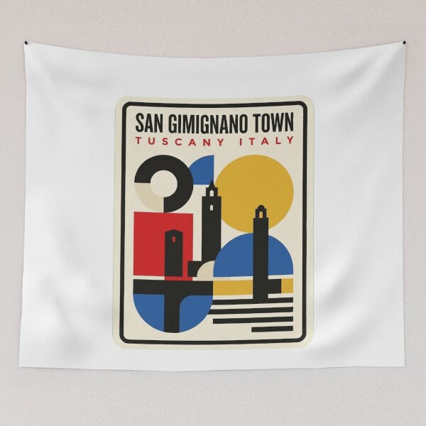 Item preview, Retro San Gimignano Town Bauhaus Geometric Skyline designed and sold by k3rstman1.