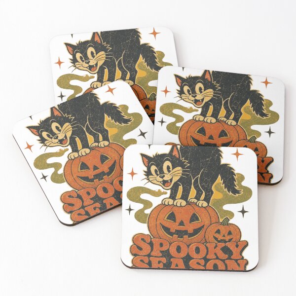 Item preview, Spooky Season Vintage Black Cat and Halloween Pumpkins designed and sold by KMMODERNDESIGNS.