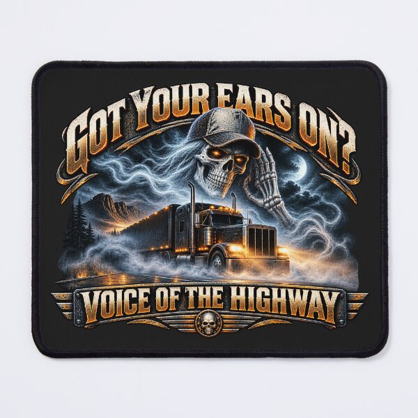 Item preview, Got Your Ears On Voice Of The Highway - Ghost Skull Semi Truck Night Art designed and sold by NomadForge.