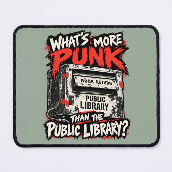 Item preview, Punk Librarian Public Library Book Return designed and sold by POD DYNASTY | Original Print On Demand T-Shirt Graphics.