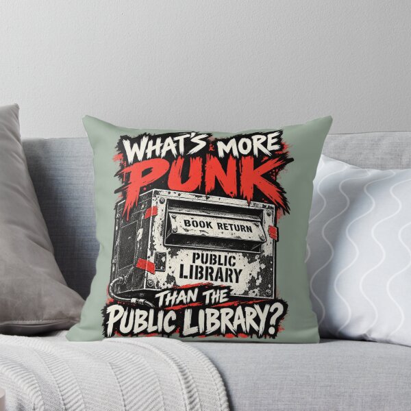Item preview, Punk Librarian Public Library Book Return designed and sold by POD DYNASTY | Original Print On Demand T-Shirt Graphics.