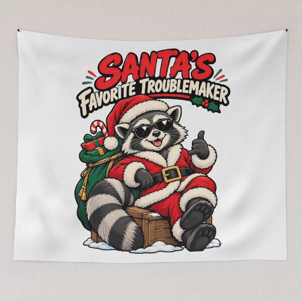 Item preview, Santa's Favorite Troublemaker Funny Raccoon Christmas Holiday Design designed and sold by BDLuck2021.