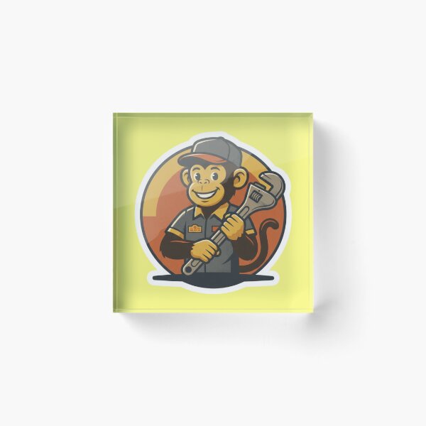 Item preview, Retro Mechanic Monkey Holding A Wrench Sticker designed and sold by bvdesignart.