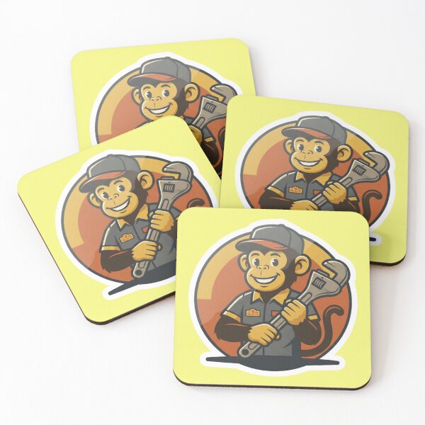 Item preview, Retro Mechanic Monkey Holding A Wrench Sticker designed and sold by bvdesignart.