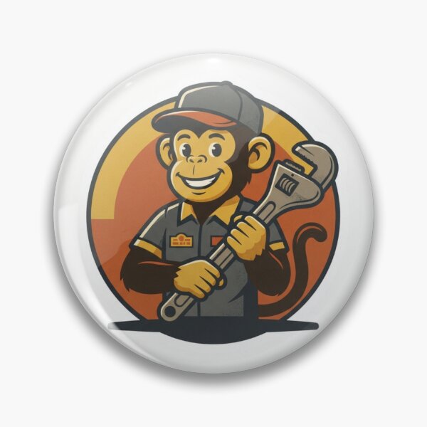 Item preview, Retro Mechanic Monkey Holding A Wrench Sticker designed and sold by bvdesignart.