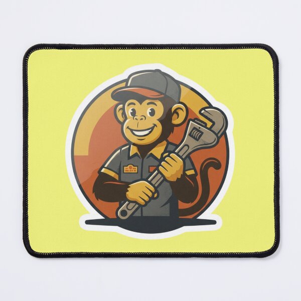 Item preview, Retro Mechanic Monkey Holding A Wrench Sticker designed and sold by bvdesignart.