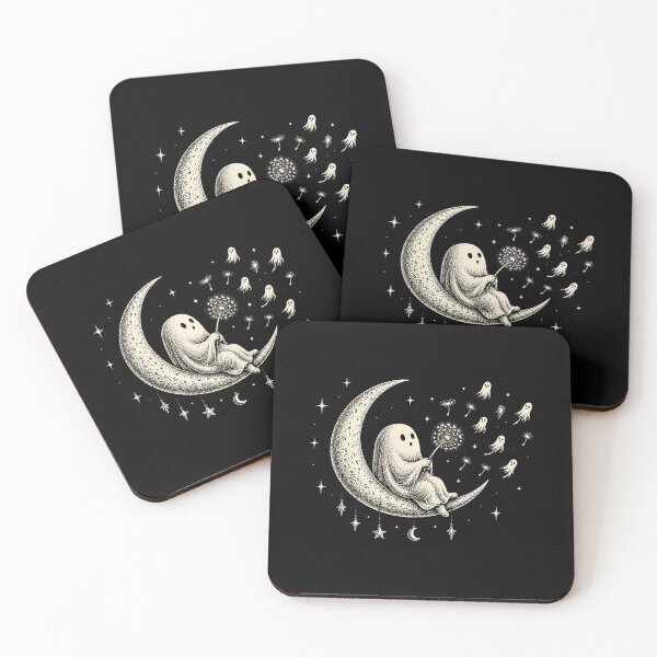 Item preview, Ghost Blowing Dandelion Wish Under Crescent Moon designed and sold by ostenlee.