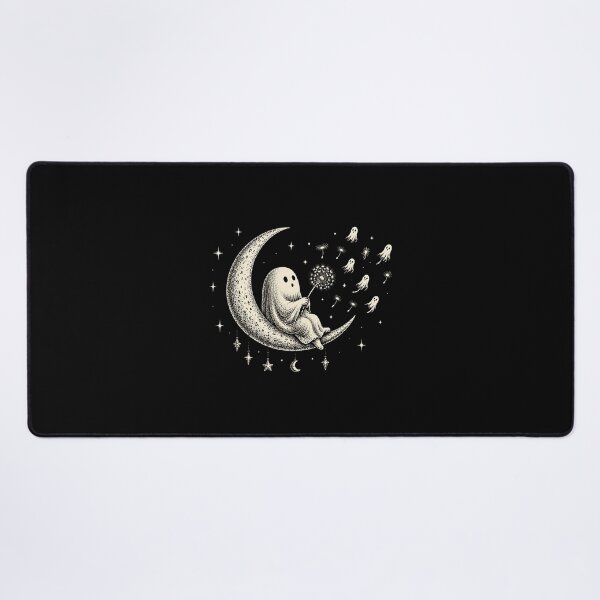 Item preview, Ghost Blowing Dandelion Wish Under Crescent Moon designed and sold by ostenlee.